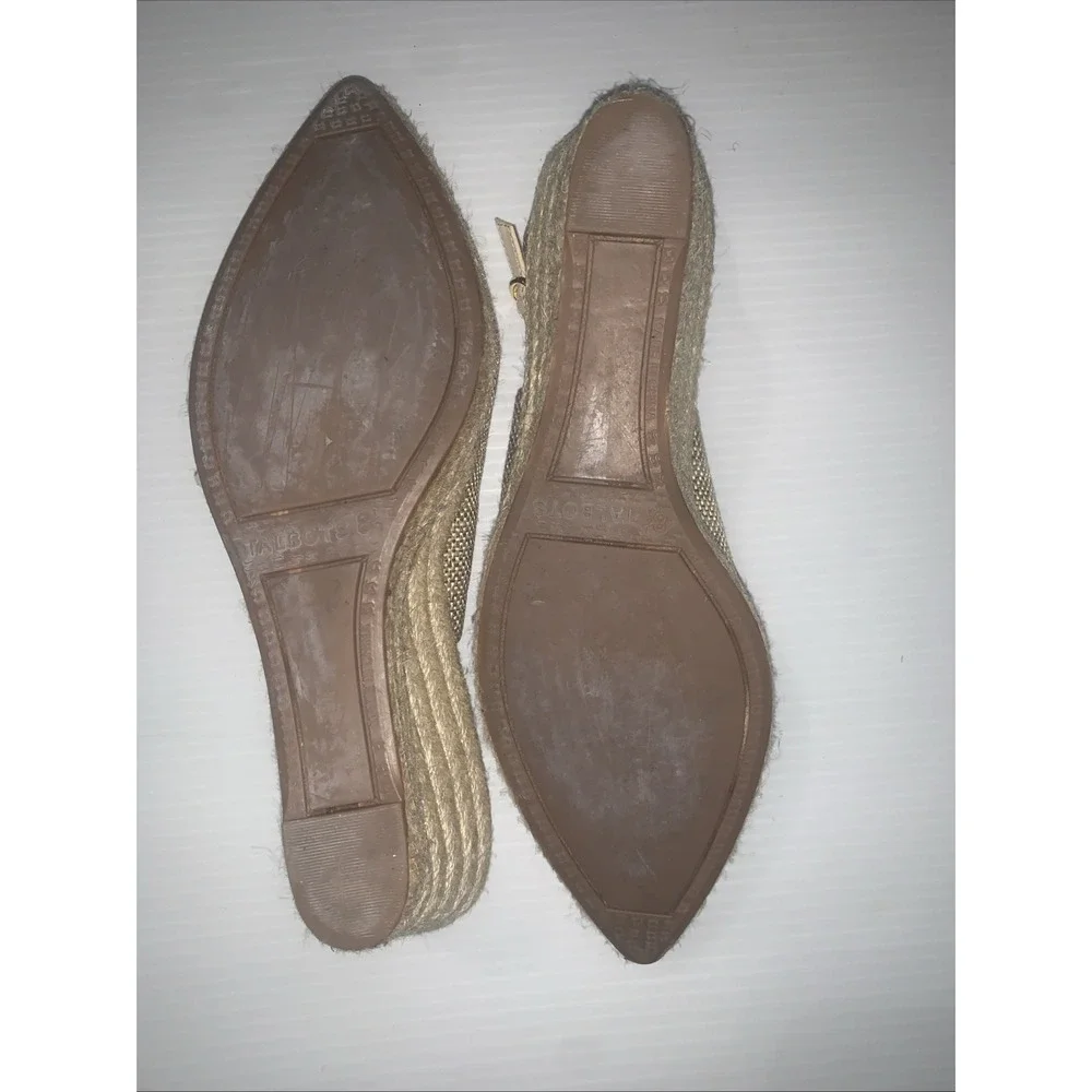 Talbots Vivi Raffia Slingback Espadrille Wedges Beige Canvas Preppy Size 8.5M